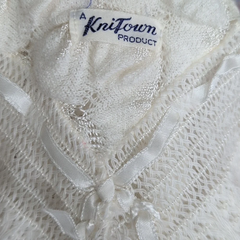 Antique‎ Vintage Hand Crochet Knit Heirloom Baby Blanket Throw